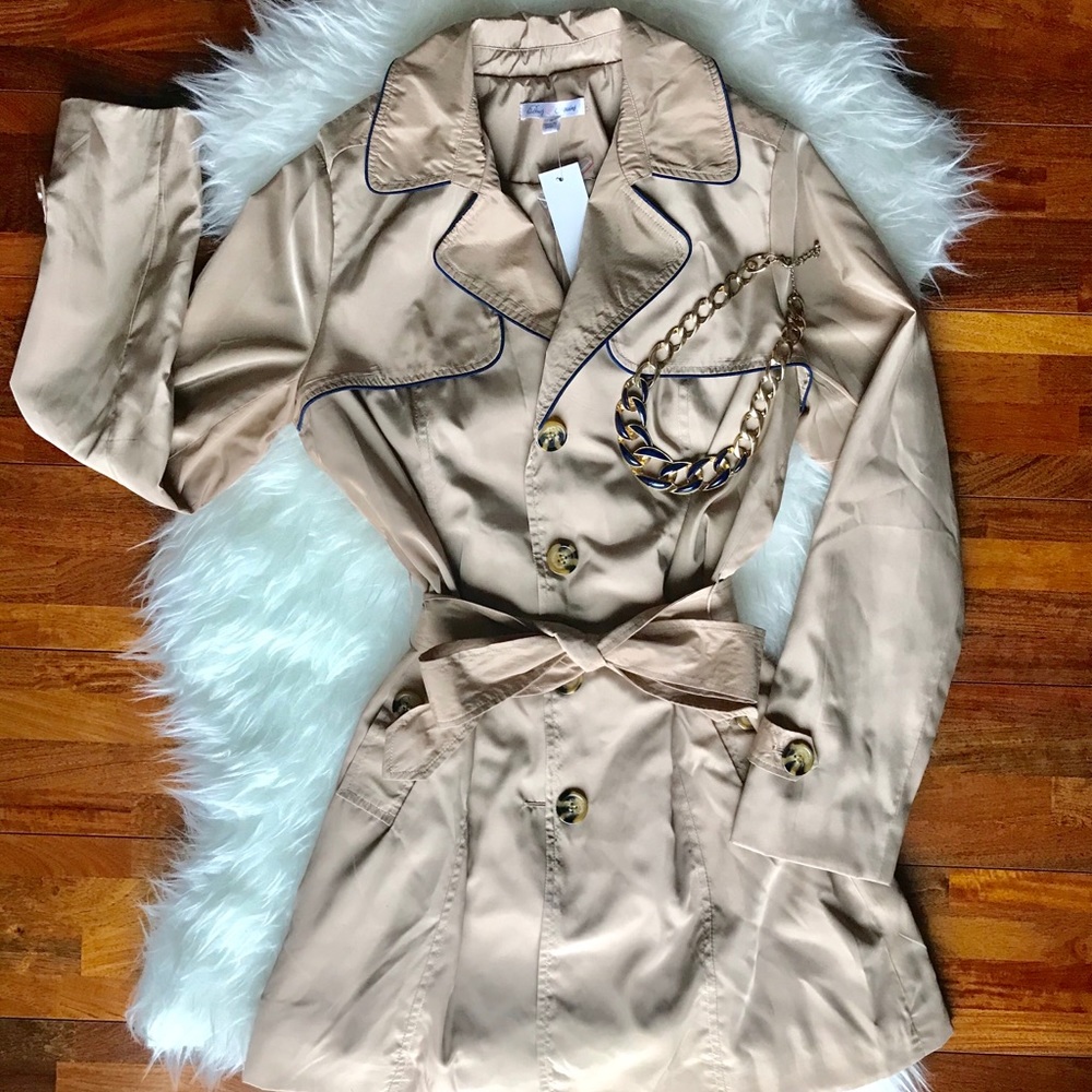 Bows & Sequins Beige Trench Coat